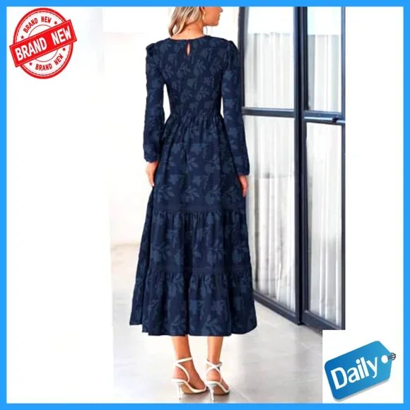 long sleeve flowy wedding guest dress PRETTYGARDEN Women's Fall Wedding Guest Dresses Boho Floral Long Sleev main image 0